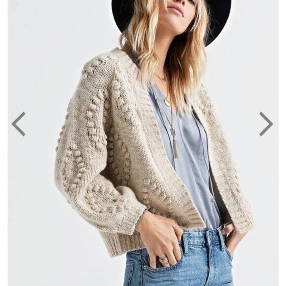 Lucky Brand Cream Bobble Cardigan